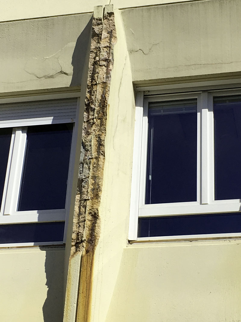 Corrosion des armatures et éclatement du béton d'enrobage